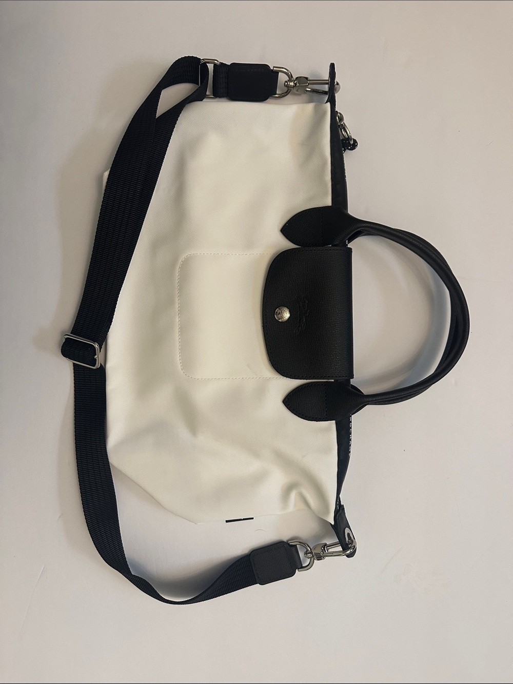 Longchamp Le Pliage Energy White Top Handle Bag with Black Leather Trim - Picture 5 of 8